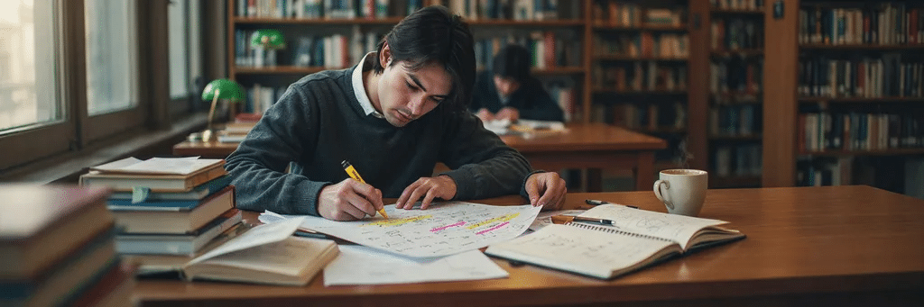 Étudiant analysant pas à pas un exercice de physique corrigé