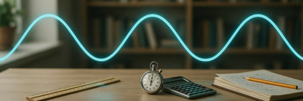 Visualisation lumineuse d’une onde sinusoïdale au-dessus d’un bureau de physique