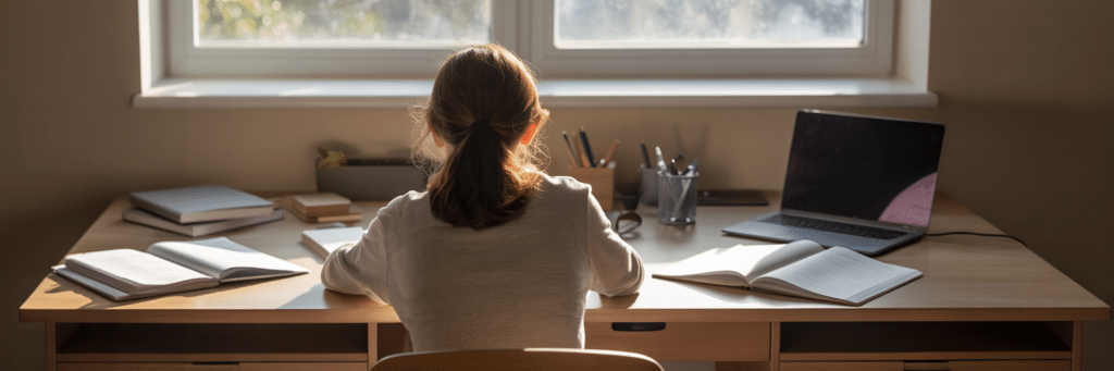 Préparation à un oral de médecine dans un environnement de travail calme